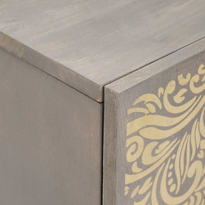 Sideboard Grau und Gold 60 x 33 x 75 cm Massivholz Mango