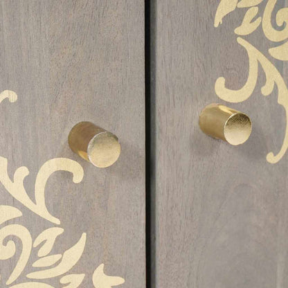 Sideboard Grau und Gold 60 x 33 x 75 cm Massivholz Mango