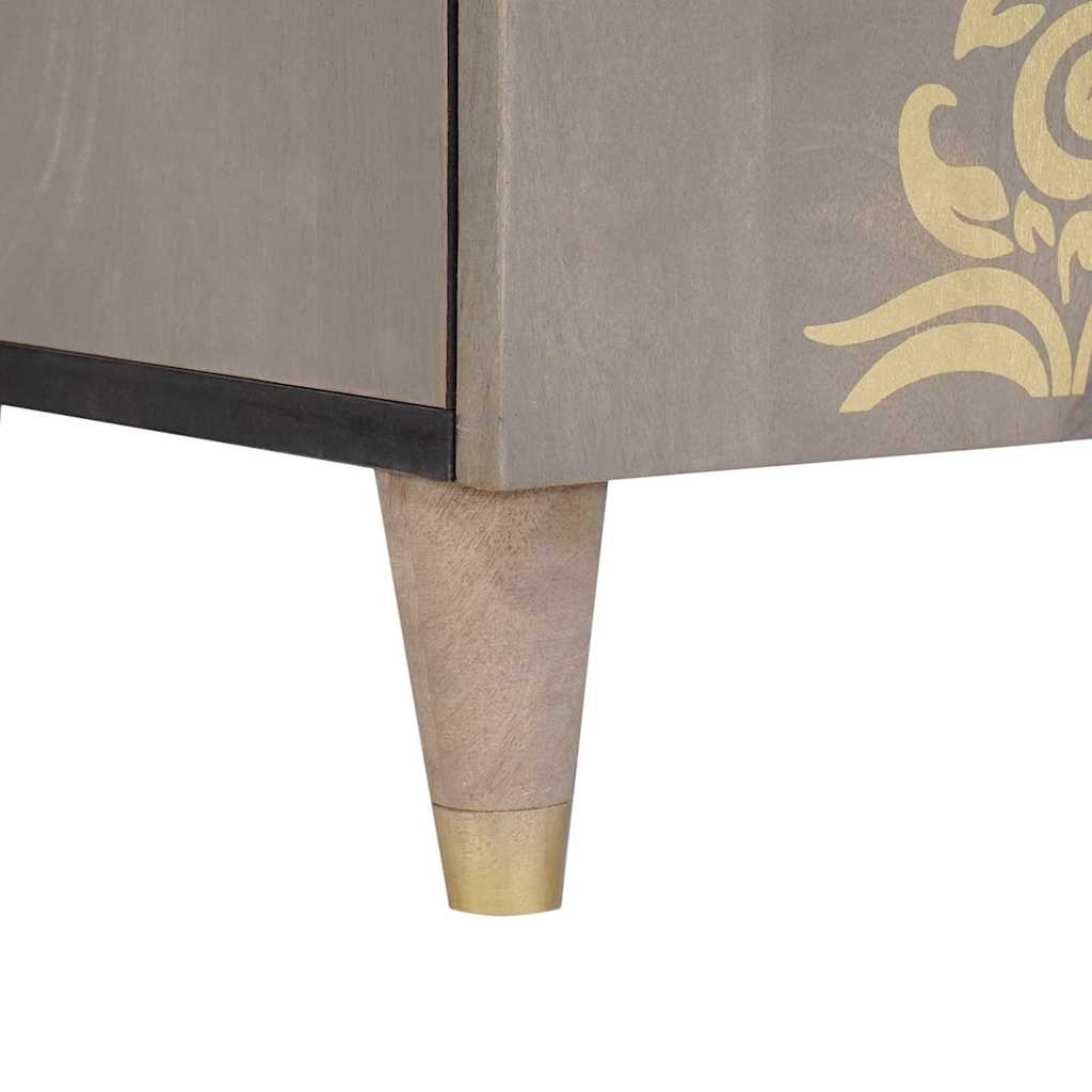 Sideboard Grau und Gold 60 x 33 x 75 cm Massivholz Mango