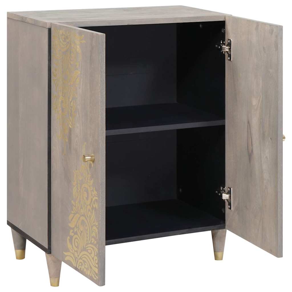 Sideboard Grau und Gold 60 x 33 x 75 cm Massivholz Mango