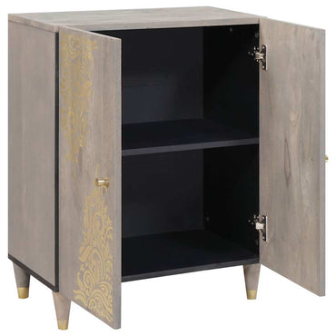 vidaXL Buffet gris et doré 60 x 33 x 75 cm Bois de manguier massif
