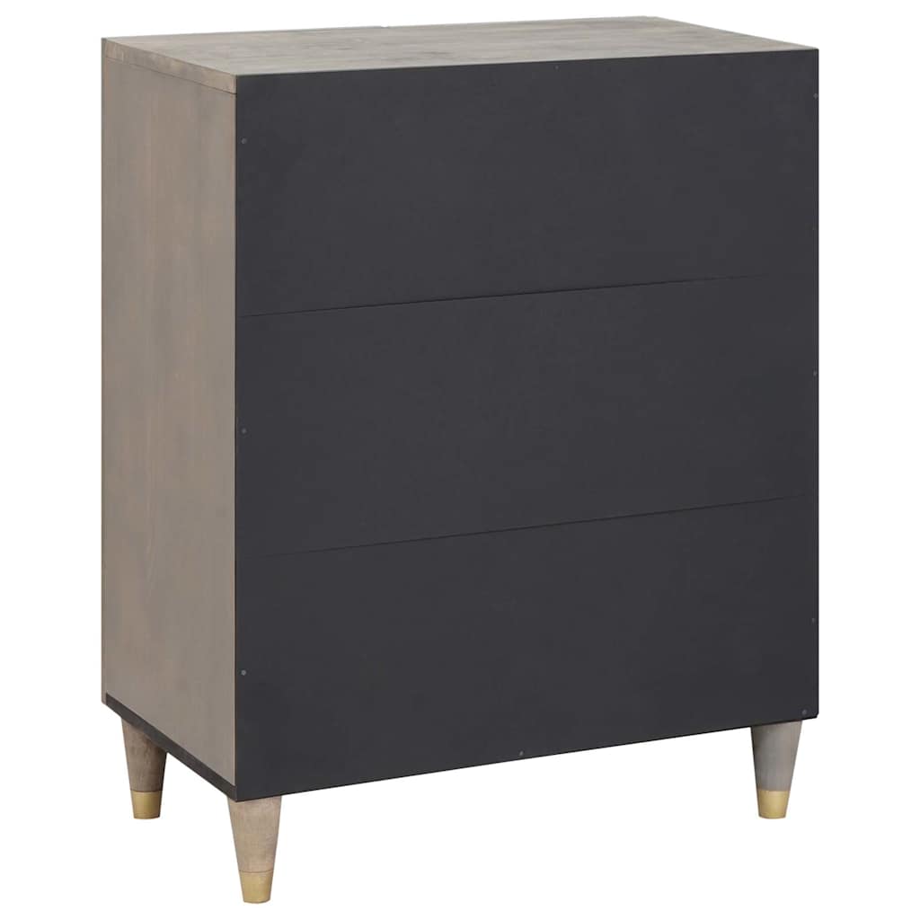 Sideboard Grau und Gold 60 x 33 x 75 cm Massivholz Mango