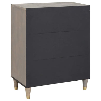 Sideboard Grau und Gold 60 x 33 x 75 cm Massivholz Mango