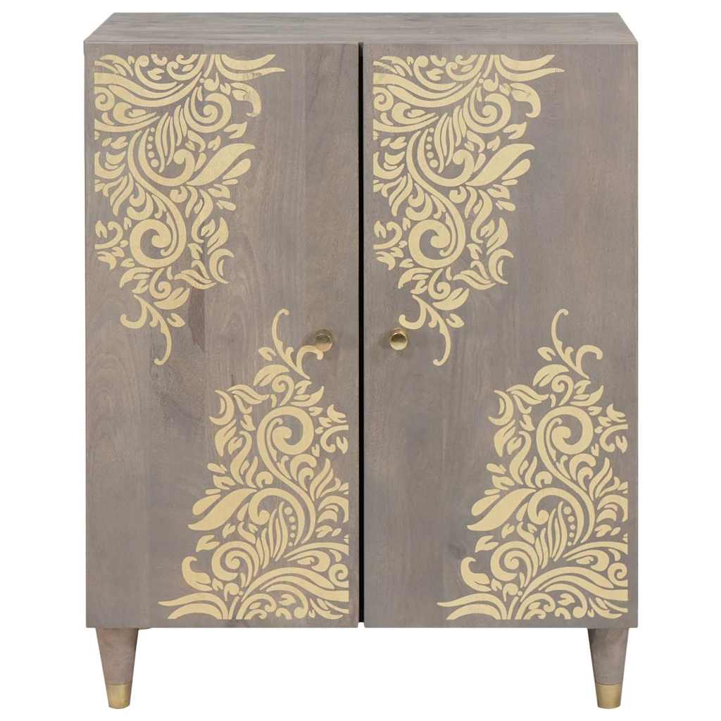 Sideboard Grau und Gold 60 x 33 x 75 cm Massivholz Mango