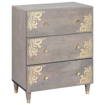 vidaXL Buffet gris et doré 60 x 33 x 75 cm Bois de manguier massif