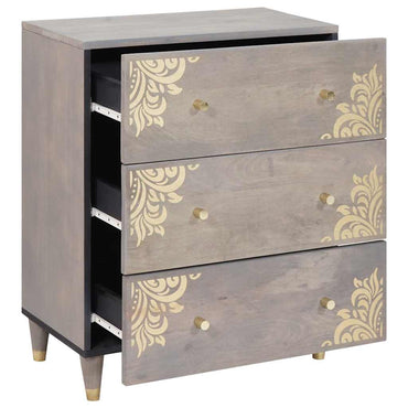 vidaXL Buffet gris et doré 60 x 33 x 75 cm Bois de manguier massif