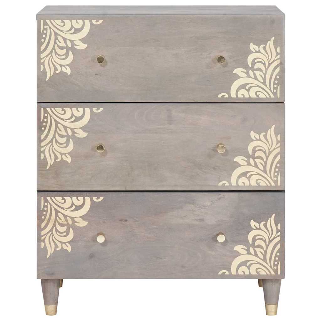 vidaXL Buffet gris et doré 60 x 33 x 75 cm Bois de manguier massif