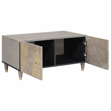 vidaXL Table basse gris 80 x 50 x 40 cm bois de manguier massif