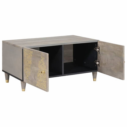 vidaXL Table basse gris 80 x 50 x 40 cm bois de manguier massif