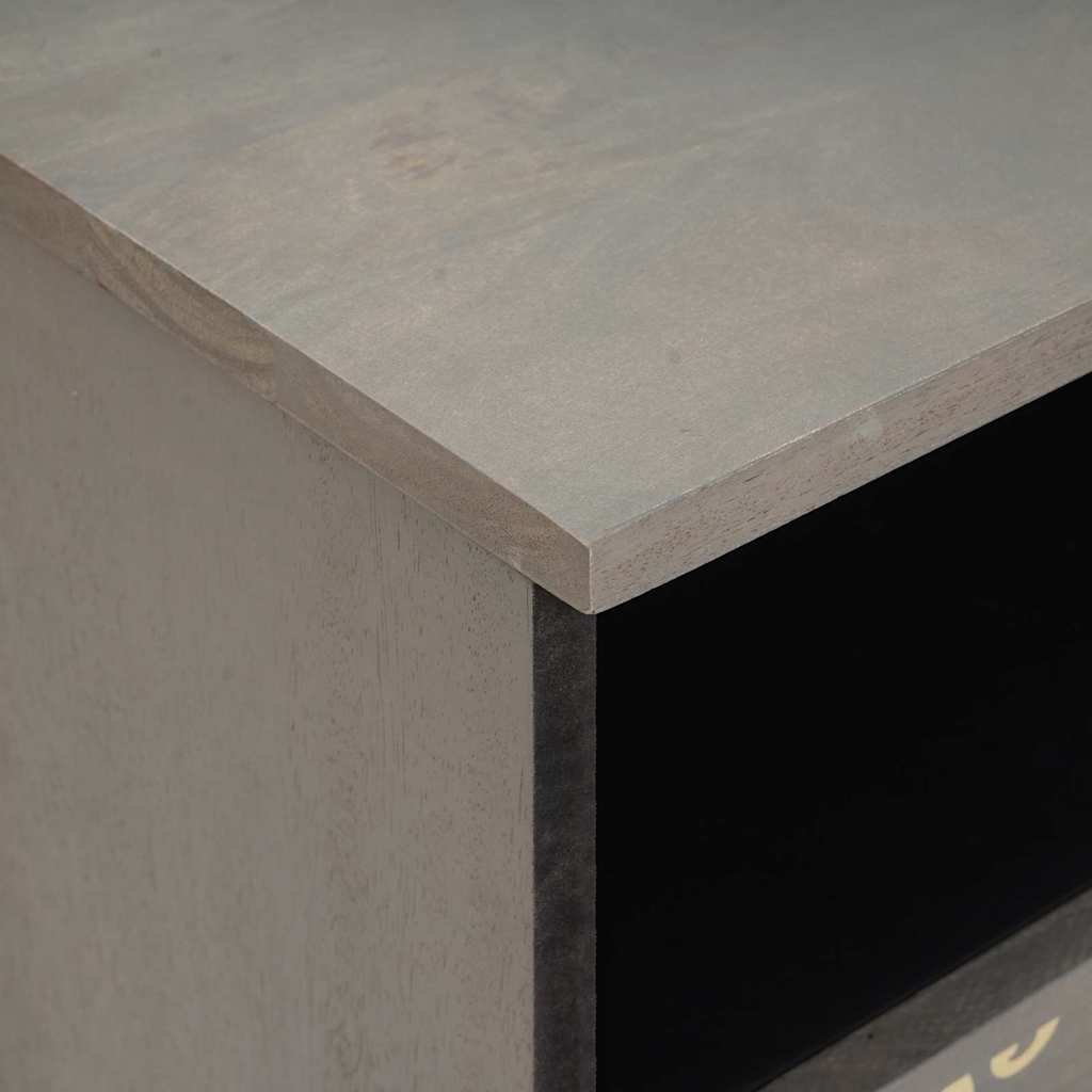 vidaXL Nachttisch mit Schubladen Grau 40 x 33 x 46 cm Massivholz Mango