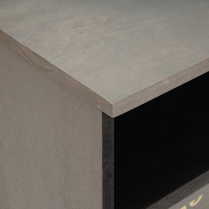 vidaXL Nachttisch mit Schubladen Grau 40 x 33 x 46 cm Massivholz Mango