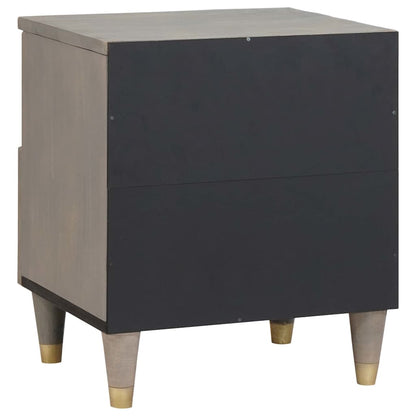 vidaXL Nachttisch mit Schubladen Grau 40 x 33 x 46 cm Massivholz Mango