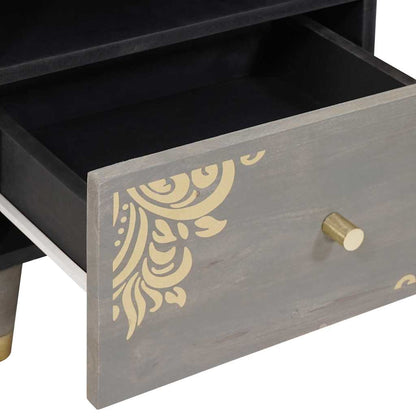 Nachttisch 2 pcs Grau 40 x 33 x 46 cm Massivholz Mango