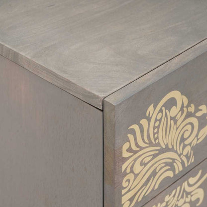 vidaXL Nachttisch mit Tür Grau 50 x 33 x 60 cm Massivholz Mango