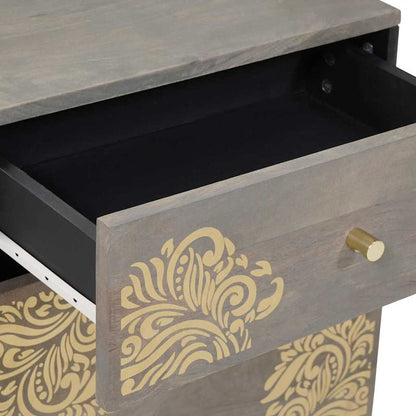 vidaXL Nachttisch mit Tür Grau 50 x 33 x 60 cm Massivholz Mango