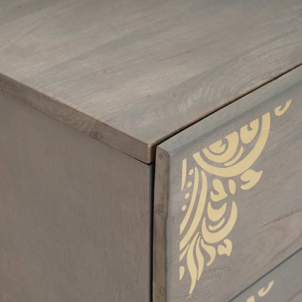 vidaXL Nachttisch mit Schubladen Grau 50 x 33 x 62 cm Massivholz Mango