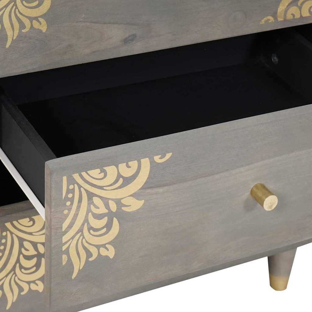 vidaXL Nachttisch mit Schubladen Grau 50 x 33 x 62 cm Massivholz Mango