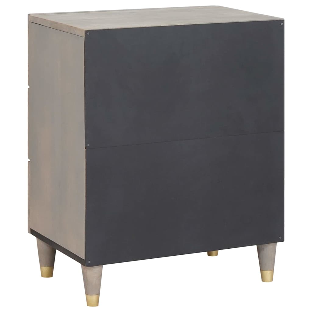 vidaXL Nachttisch mit Schubladen Grau 50 x 33 x 62 cm Massivholz Mango