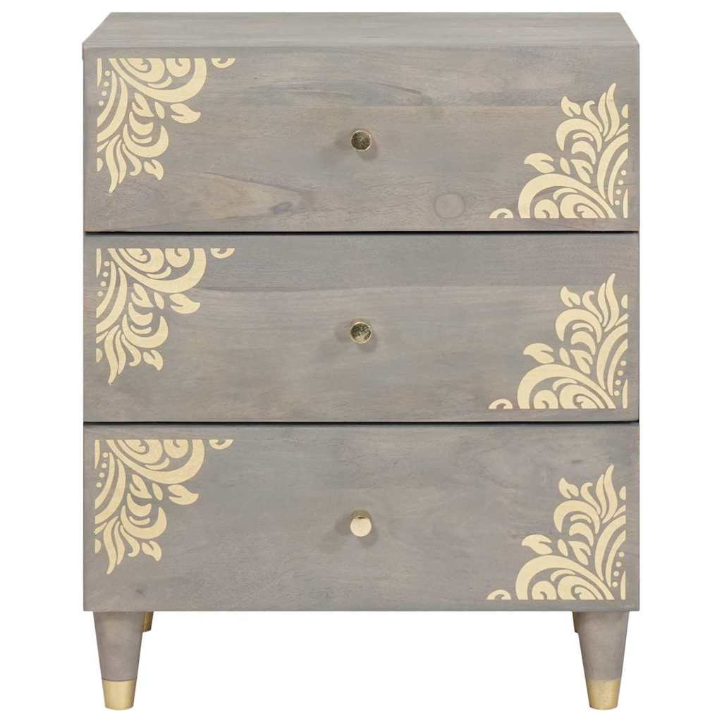 vidaXL Nachttisch mit Schubladen Grau 50 x 33 x 62 cm Massivholz Mango