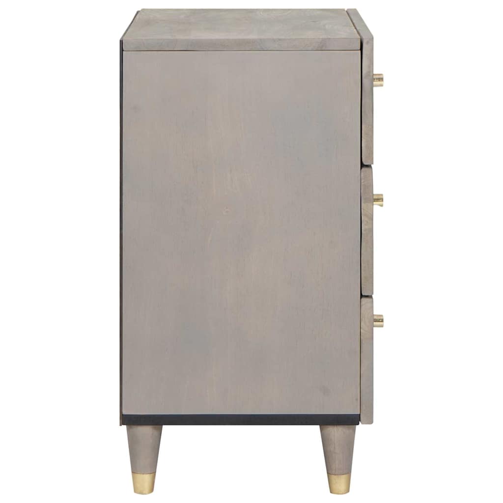 vidaXL Nachttisch mit Schubladen Grau 50 x 33 x 62 cm Massivholz Mango
