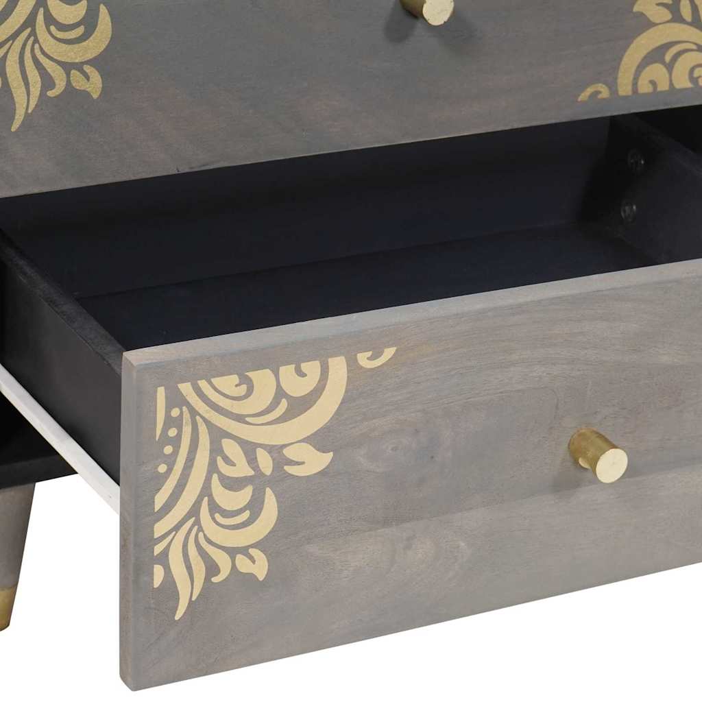 vidaXL Nachttisch mit Schubladen Grau 50 x 33 x 62 cm Massivholz Mango