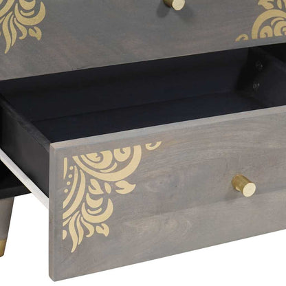 vidaXL Nachttisch mit Schubladen Grau 50 x 33 x 62 cm Massivholz Mango