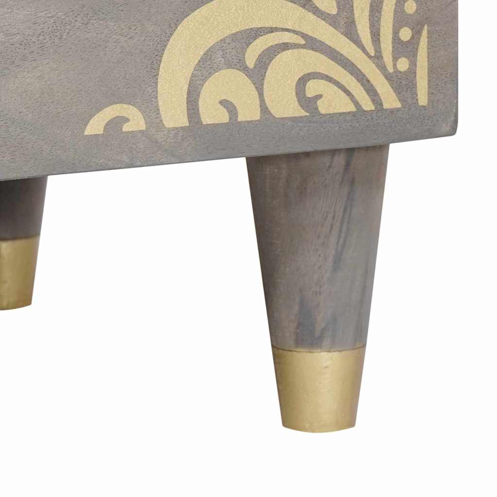 vidaXL Nachttisch mit Schubladen Grau 50 x 33 x 62 cm Massivholz Mango