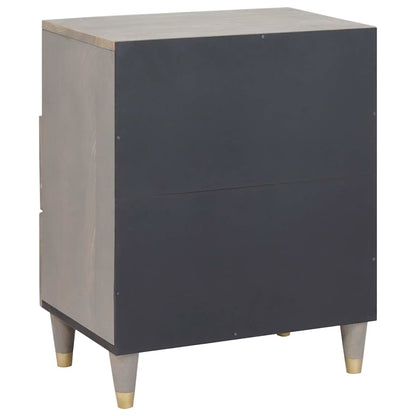 vidaXL Nachttisch mit Schubladen Grau 50 x 33 x 62 cm Massivholz Mango