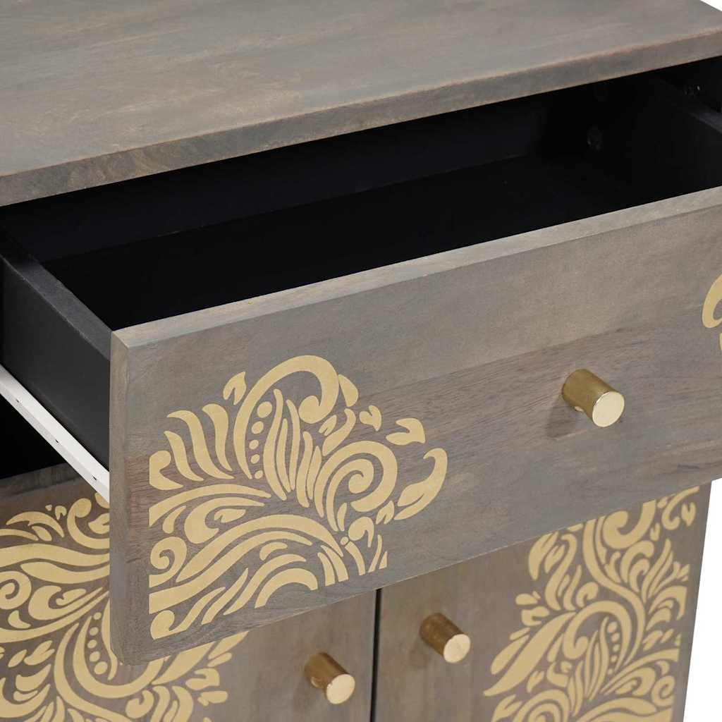 Nachttisch mit Tür Grau 50 x 33 x 60 cm Massivholz Mango