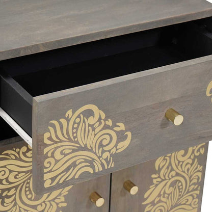 Nachttisch mit Tür Grau 50 x 33 x 60 cm Massivholz Mango