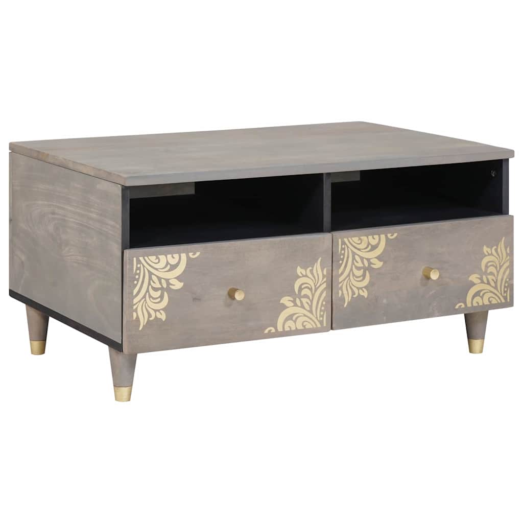 Couchtisch mit Schubladen Grau 80 x 54 x 40 cm Massivholz Mango