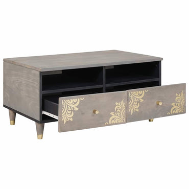vidaXL Couchtisch mit Schubladen Grau 80 x 54 x 40 cm Massivholz Mango
