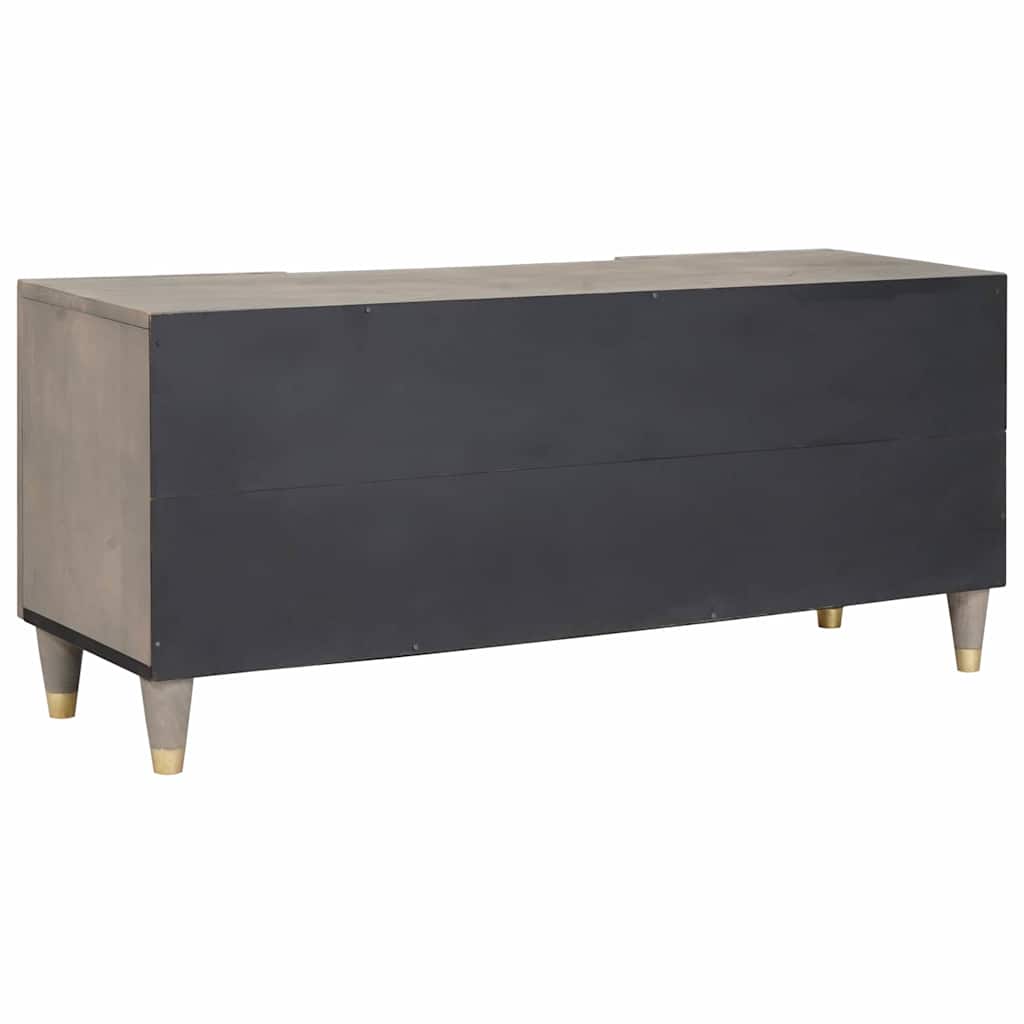 TV-Schränk mit Regal Grau 105 x 33 x 46 cm Massivholz Mango