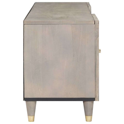 TV-Schränk mit Regal Grau 105 x 33 x 46 cm Massivholz Mango