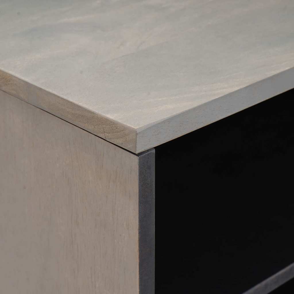 vidaXL TV-Schränk mit Regal Grau 80 x 33 x 46 cm Massivholz Mango