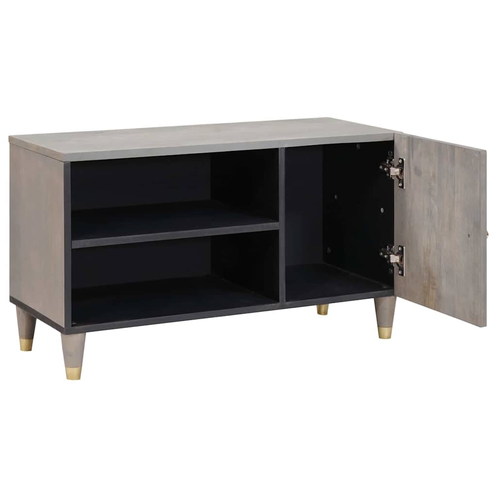 vidaXL TV-Schränk mit Regal Grau 80 x 33 x 46 cm Massivholz Mango