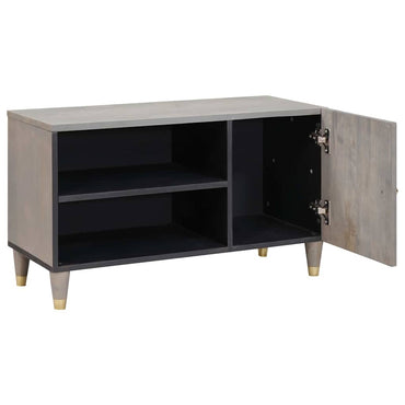 vidaXL TV-Schränk mit Regal Grau 80 x 33 x 46 cm Massivholz Mango