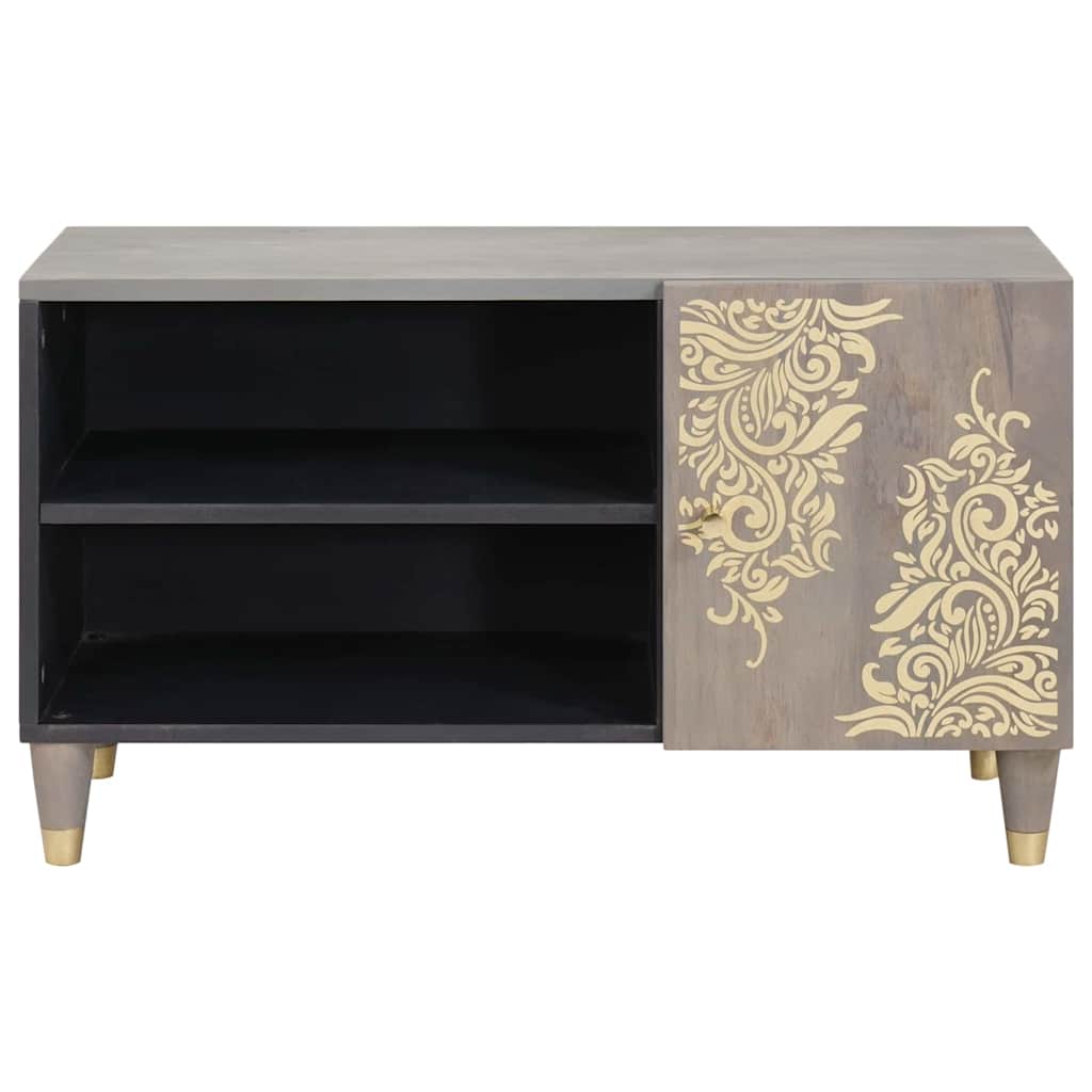 vidaXL TV-Schränk mit Regal Grau 80 x 33 x 46 cm Massivholz Mango