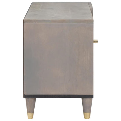 vidaXL TV-Schränk mit Regal Grau 80 x 33 x 46 cm Massivholz Mango