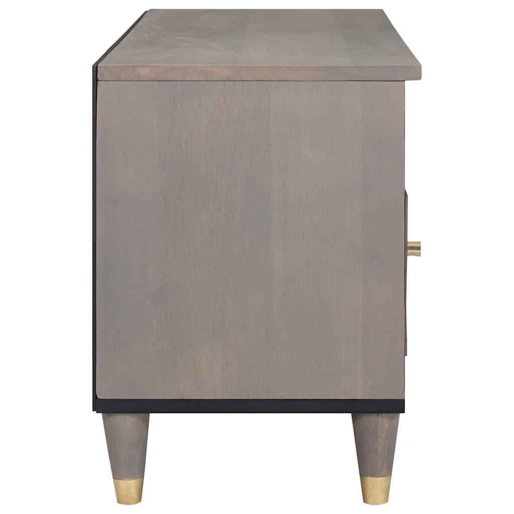 TV-Schränk mit Regal Grau 100 x 33 x 46 cm Massivholz Mango