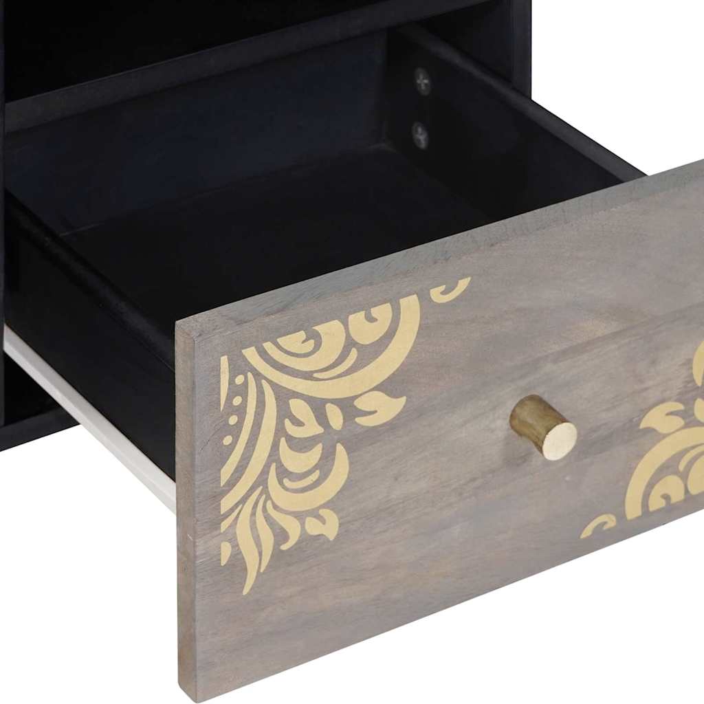 TV-Schränk mit Regal Grau 100 x 33 x 46 cm Massivholz Mango