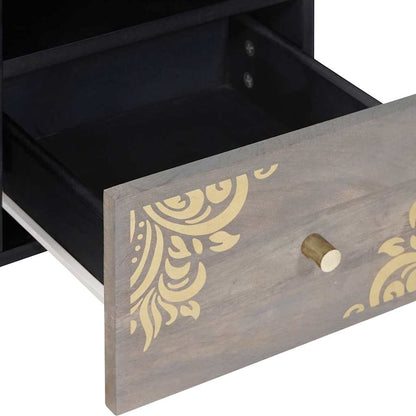 TV-Schränk mit Regal Grau 100 x 33 x 46 cm Massivholz Mango