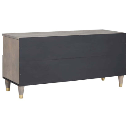 TV-Schränk mit Regal Grau 100 x 33 x 46 cm Massivholz Mango
