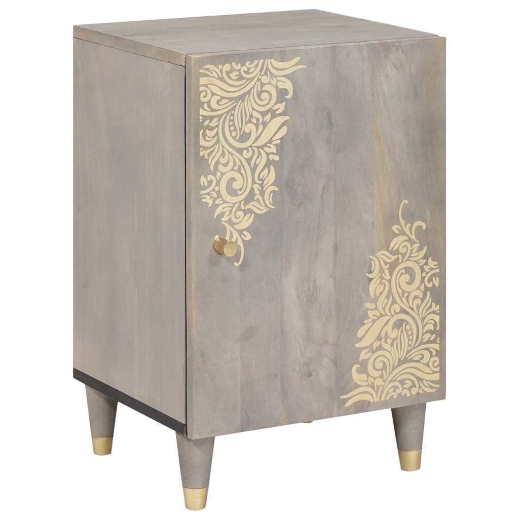 Badezimmerschrank mit Tür Grau 38 x 33 x 58 cm Massivholz Mango