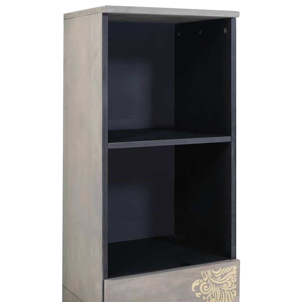 vidaXL Badezimmerschrank Grau 38 x 33 x 160 cm Massivholz Mango