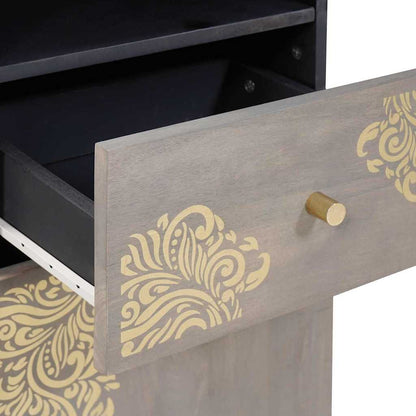 vidaXL Badezimmerschrank Grau 38 x 33 x 160 cm Massivholz Mango