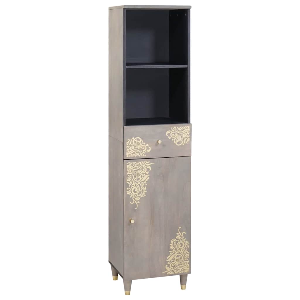 vidaXL Badezimmerschrank Grau 38 x 33 x 160 cm Massivholz Mango