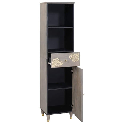 vidaXL Badezimmerschrank Grau 38 x 33 x 160 cm Massivholz Mango