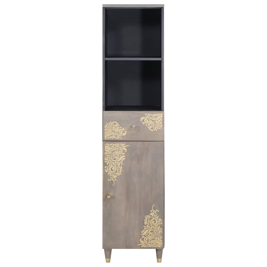 vidaXL Badezimmerschrank Grau 38 x 33 x 160 cm Massivholz Mango