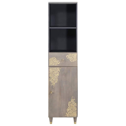 vidaXL Badezimmerschrank Grau 38 x 33 x 160 cm Massivholz Mango